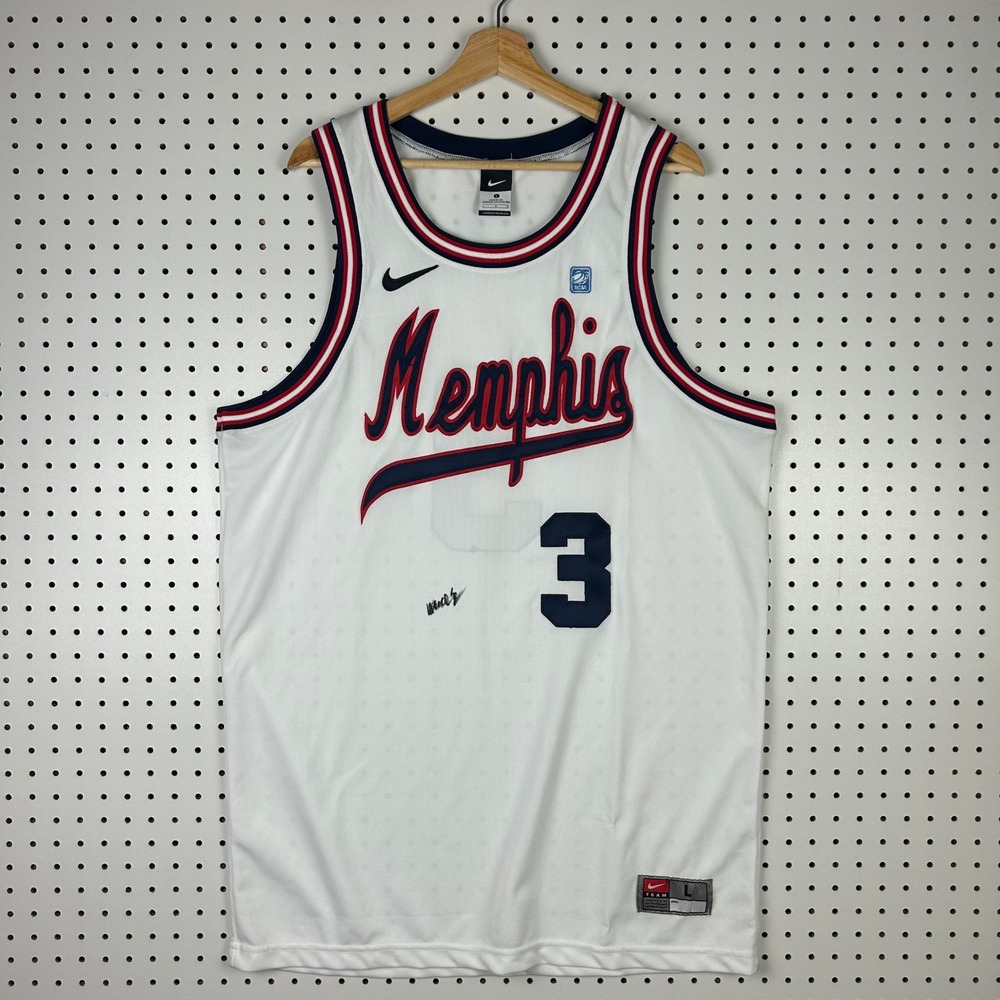 Nike Memphis Tigers Basketball Jersey Large White Blue #3 Crawford Final Four